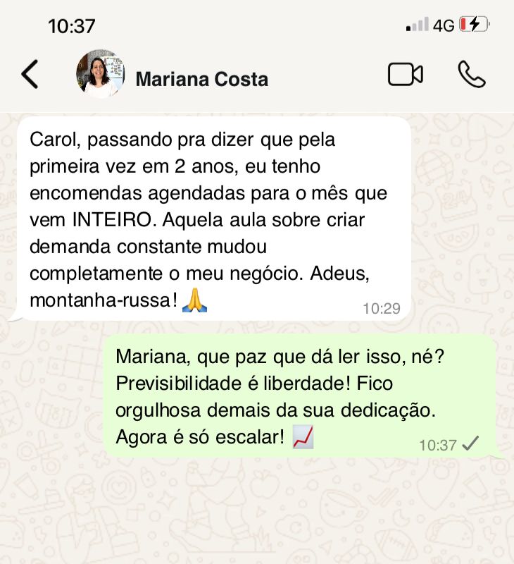 Print de depoimento de aluna no WhatsApp 4