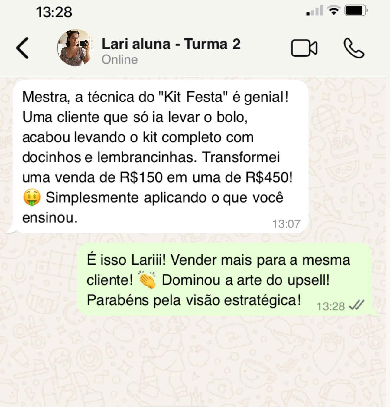 Print de depoimento de aluna no WhatsApp 8